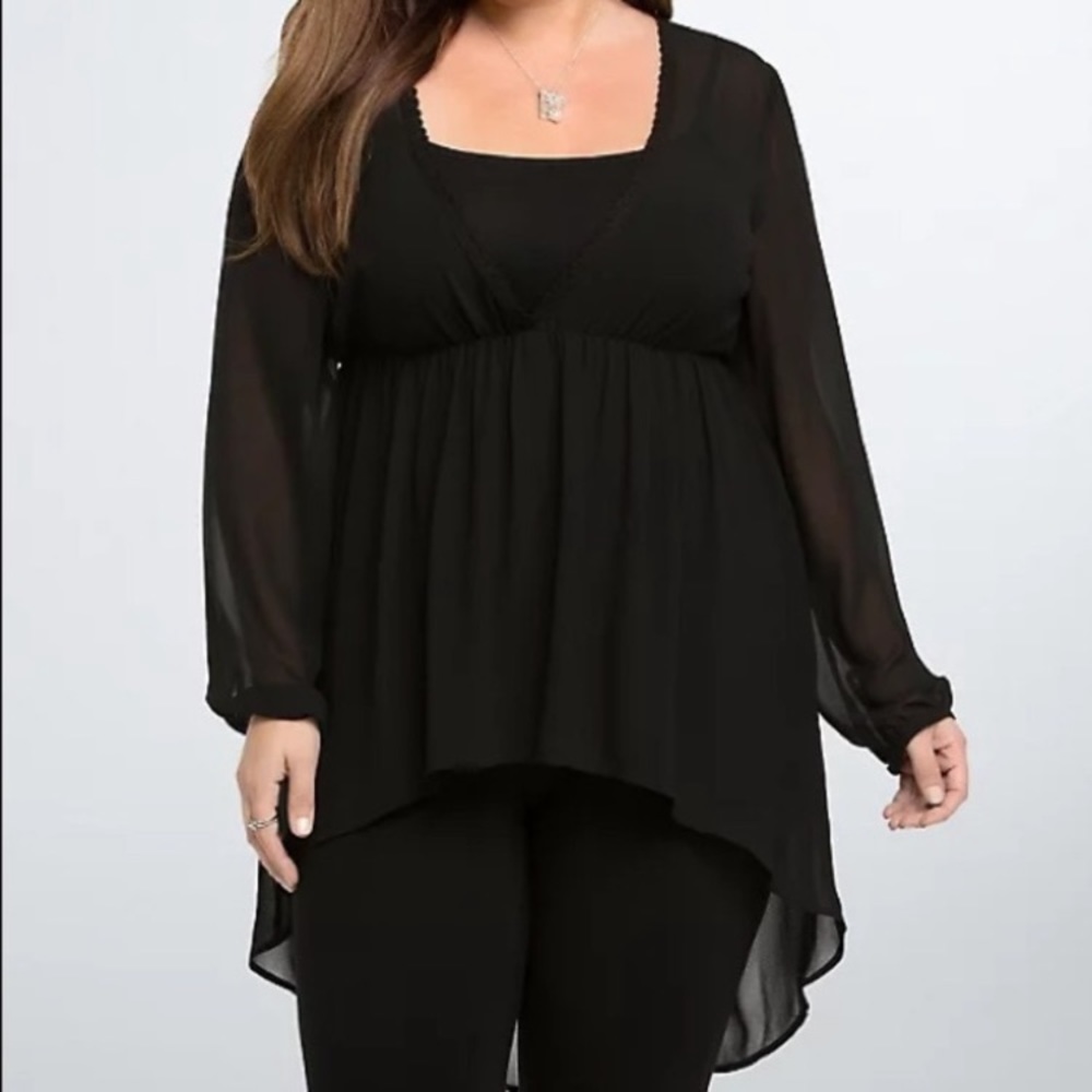 NWOT Torrid Sheer Tunic Top Black 2